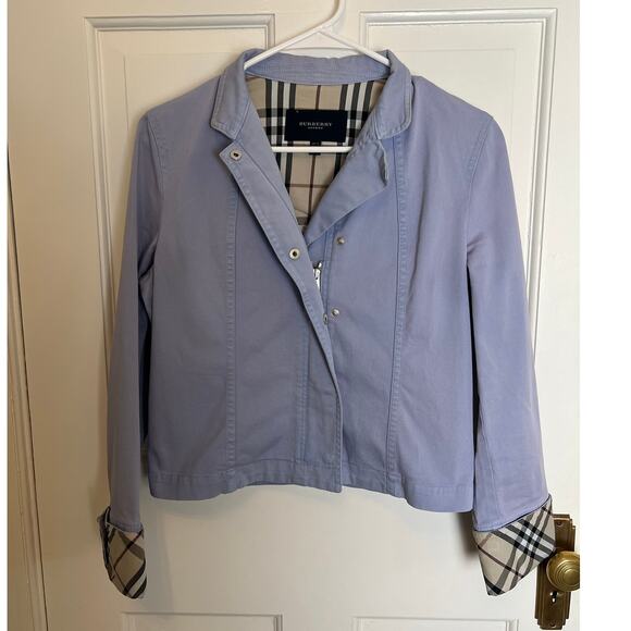 Burberry London Women's 10 Jacket Signature Nova Check Lining light Purple Crop - Picture 1 of 14